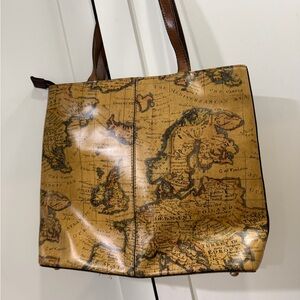 Patricia Nash Tan Map Print Tote